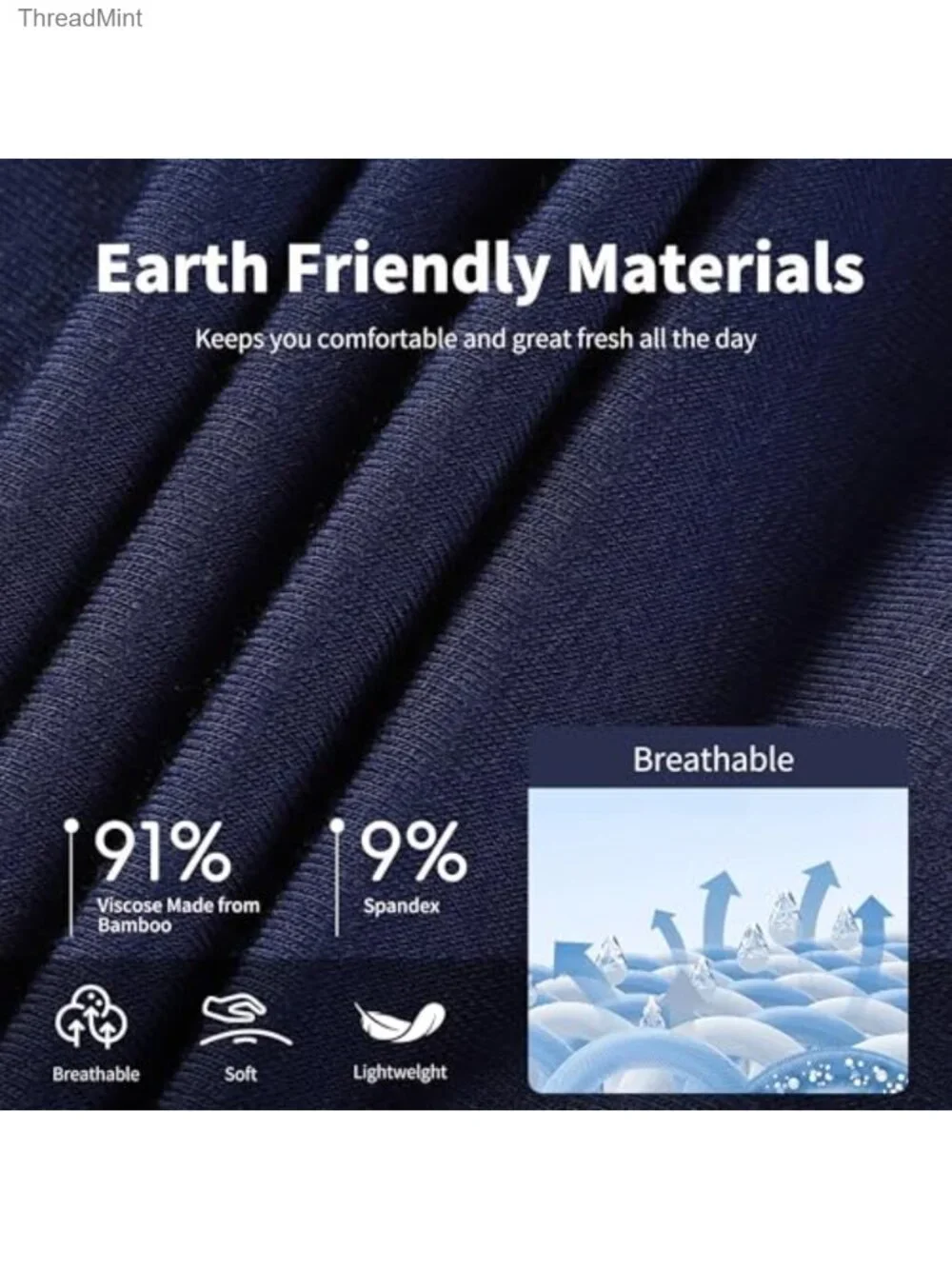 Bamboo Viscose Boxer Briefs Breathable Moisture Wicking 5 Pack